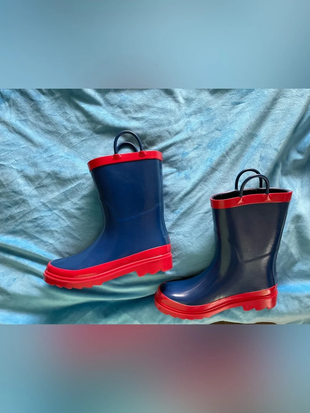 Blue Mountain Kids' Navy and Red Rain Boots